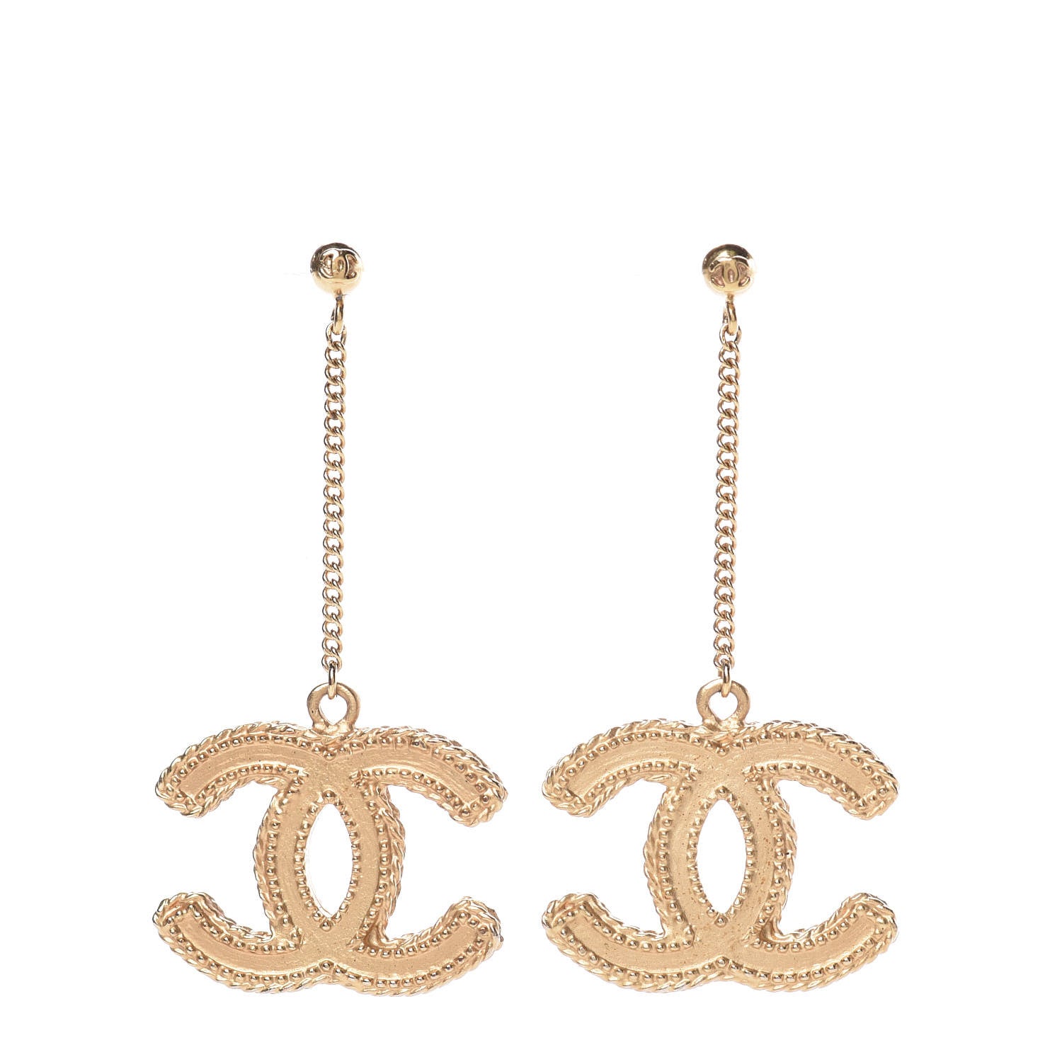 Chanel CC Drop Earrings Matte Gold 1 of 5