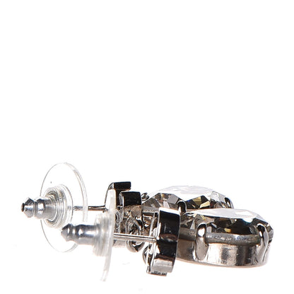 Chanel Crystal CC Drop Earrings Silver 3 of 5