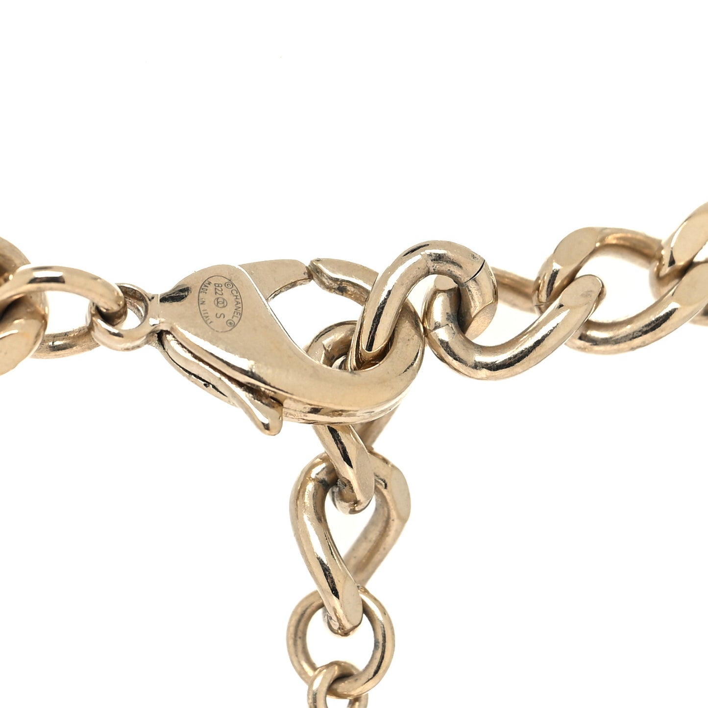 Pearl Crystal CC Chain Choker Necklace Gold