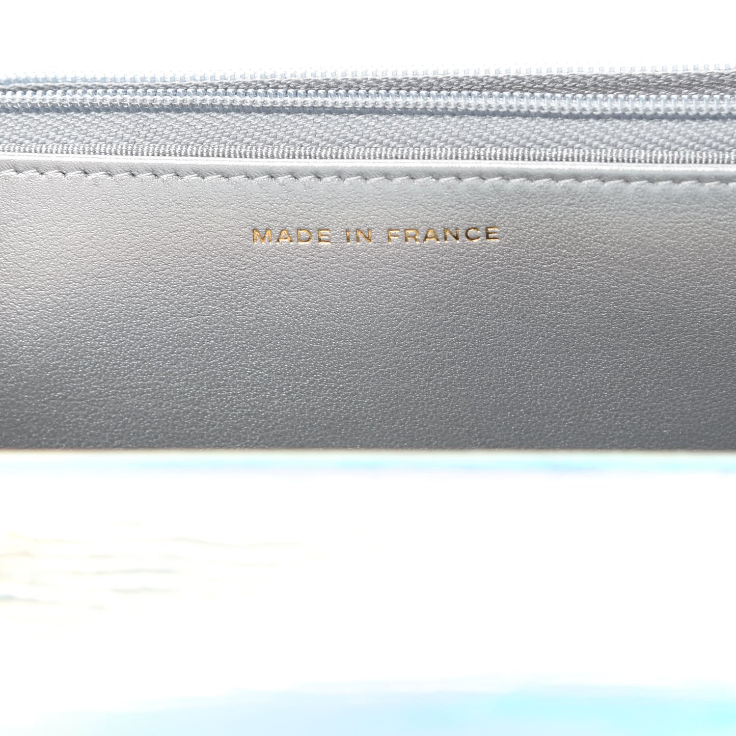 Iridescent Goatskin Quilted Wallet On Chain WOC Silver