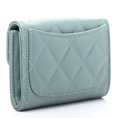 Chanel Iridescent Caviar Quilted Flap Card Holder Wallet Light Blue 6 of 14
