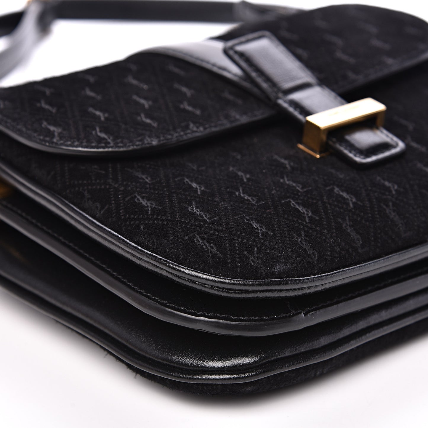 Suede All-Over Monogram Small Le Monogramme Satchel Black