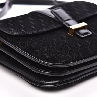 Saint Laurent Suede All-Over Monogram Small Le Monogramme Satchel Black 7 of 10
