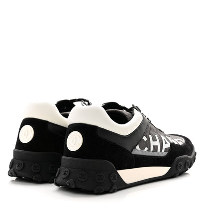 Chanel Nylon Calfskin Suede CC Sneakers 40 Grey Black White 4 of 8