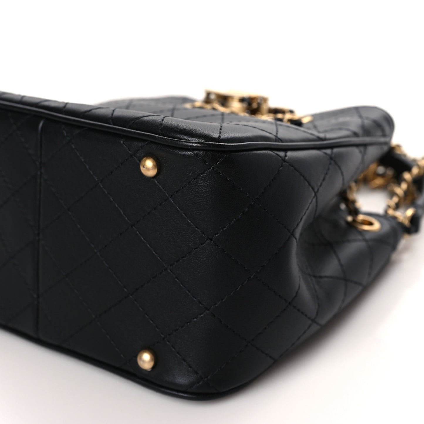 Calfskin Stitched Small Egyptian Amulet Drawstring Bag Black