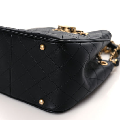 Chanel Calfskin Stitched Small Egyptian Amulet Drawstring Bag Black 9 of 9