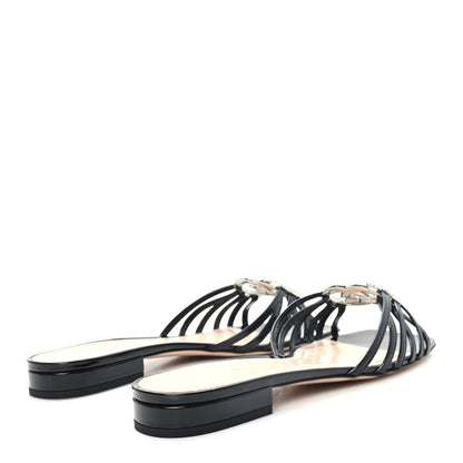 Gucci Vernice Crystal Womens Interlocking G Slide Sandals 40 Black 5 of 9