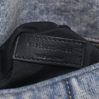 Saint Laurent Denim Quilted Toy Loulou Puffer Monogram Chain Satchel Blue Black 7 of 9