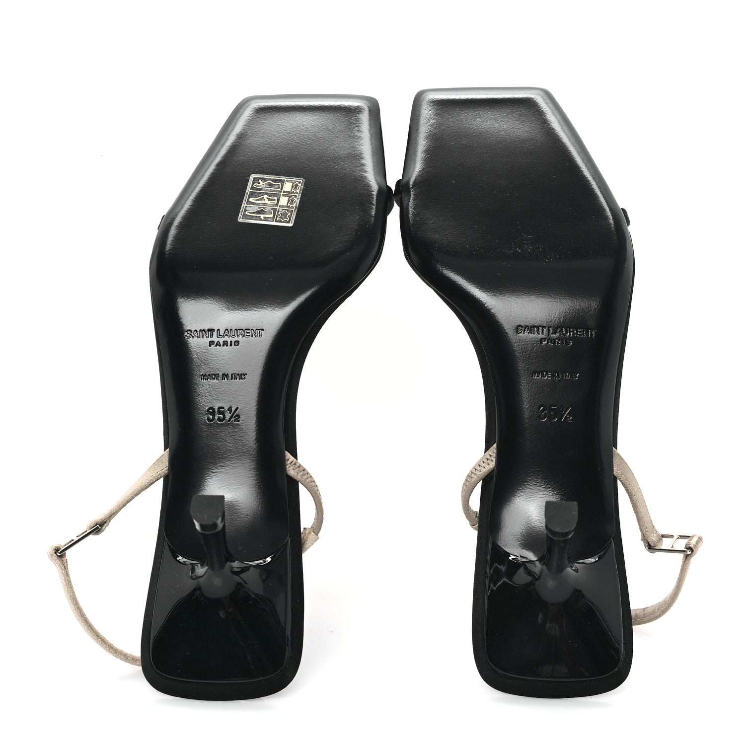 Saint Laurent Satin Slingback Jaspe 55 Sandals 38 Black Partridge Pink 6 of 9