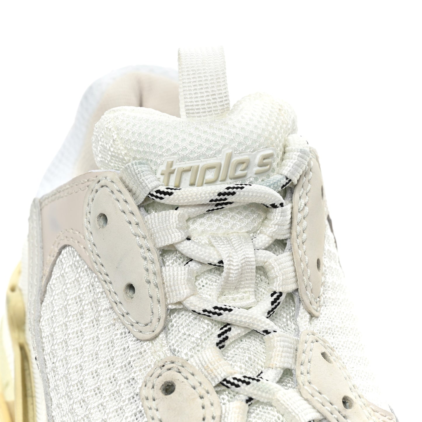 Fabric Mesh Womens Triple S Sneakers 36 White