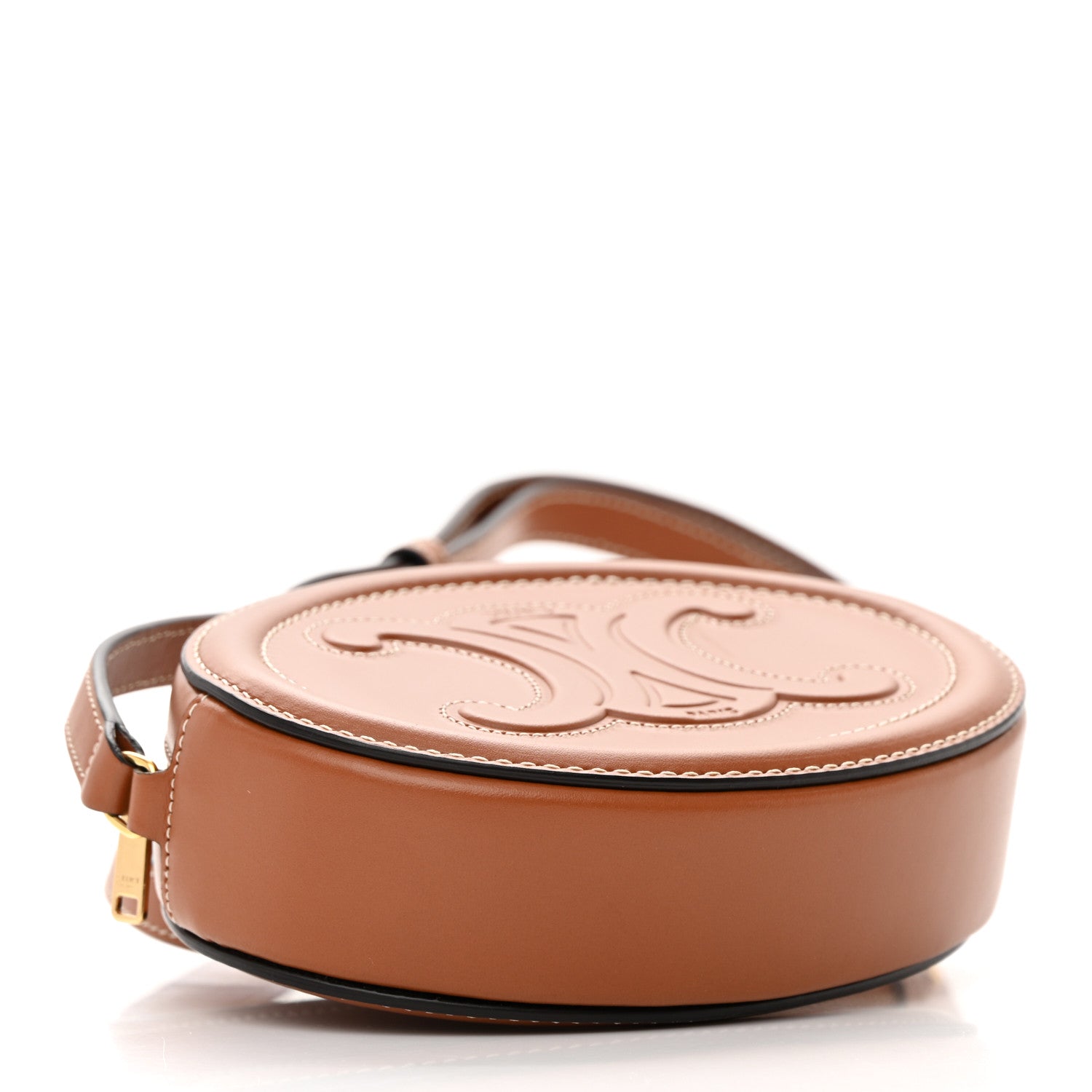 Celine Smooth Calfskin Cuir Small Triomphe Oval Crossbody Purse Tan 4 of 12