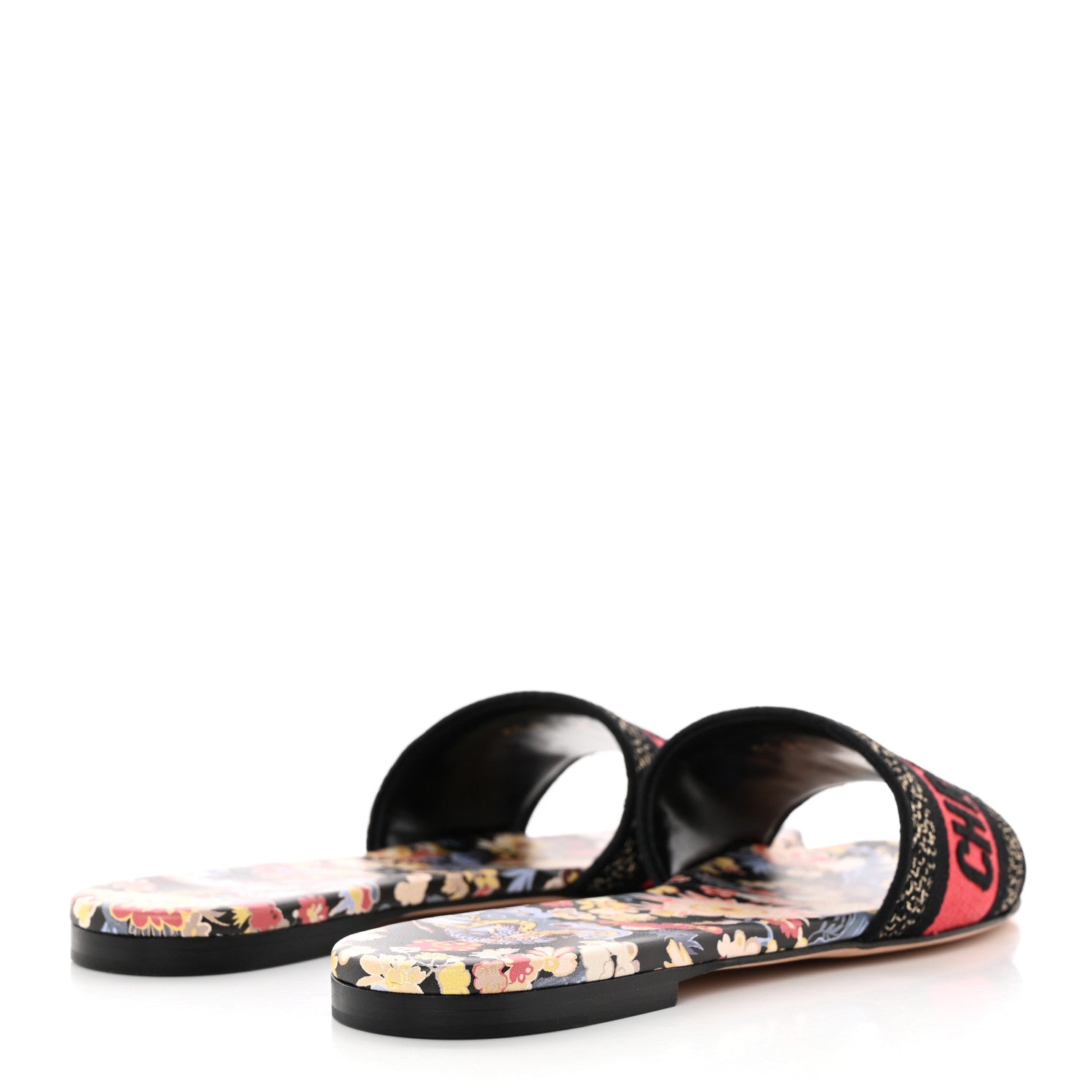 Christian Dior Canvas Toile de Jouy Pop Embroidered Dway Flat Slide Sandals 37 Black Multicolor 4 of 10