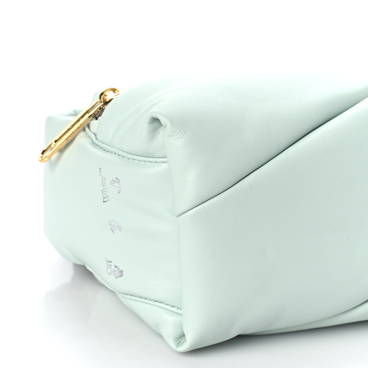 Off-White Calfskin Puffy Pump Pouch Crossbody Bag Green 8 of 9