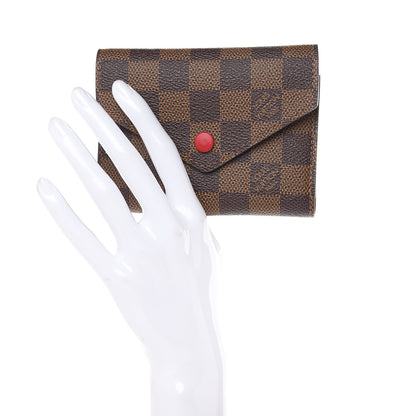 Louis Vuitton Damier Ebene Victorine Wallet Red 2 of 8