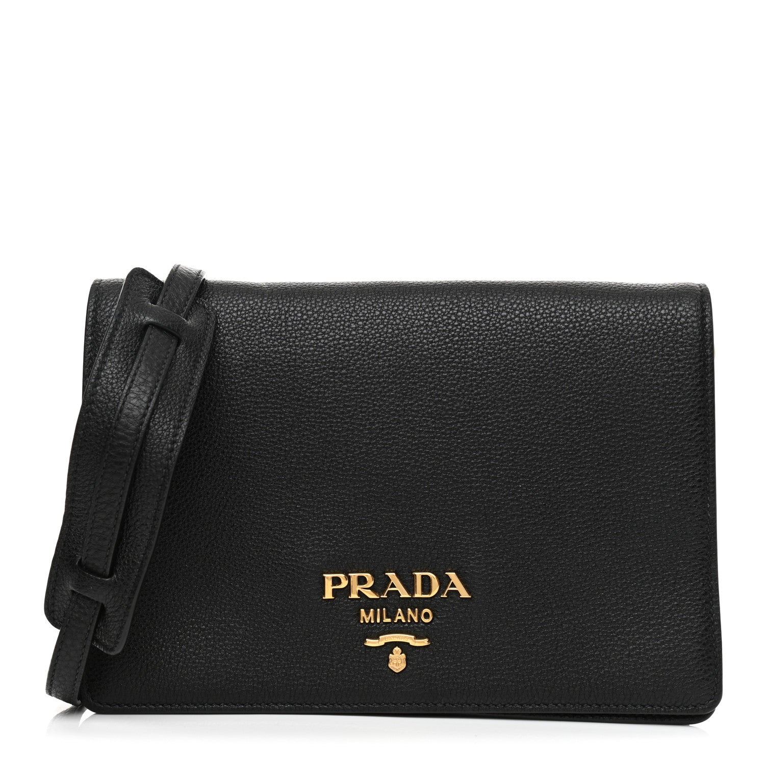 Prada Vitello Daino Flap Crossbody Black 1 of 10