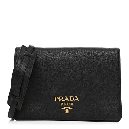 Prada Vitello Daino Flap Crossbody Black 1 of 10