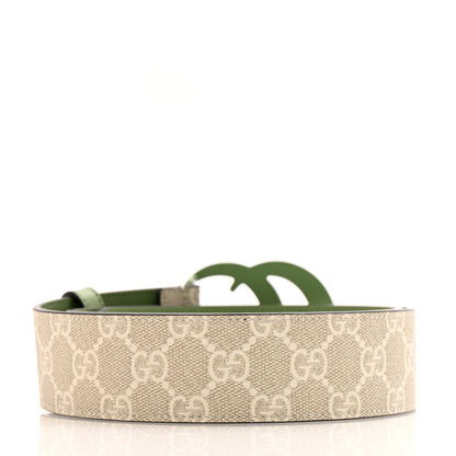 Gucci GG Supreme Monogram Plutone Calfskin Enamel Double G 40mm Belt 80 32 Beige Ebony Mystic White Salamander Green 2 of 8