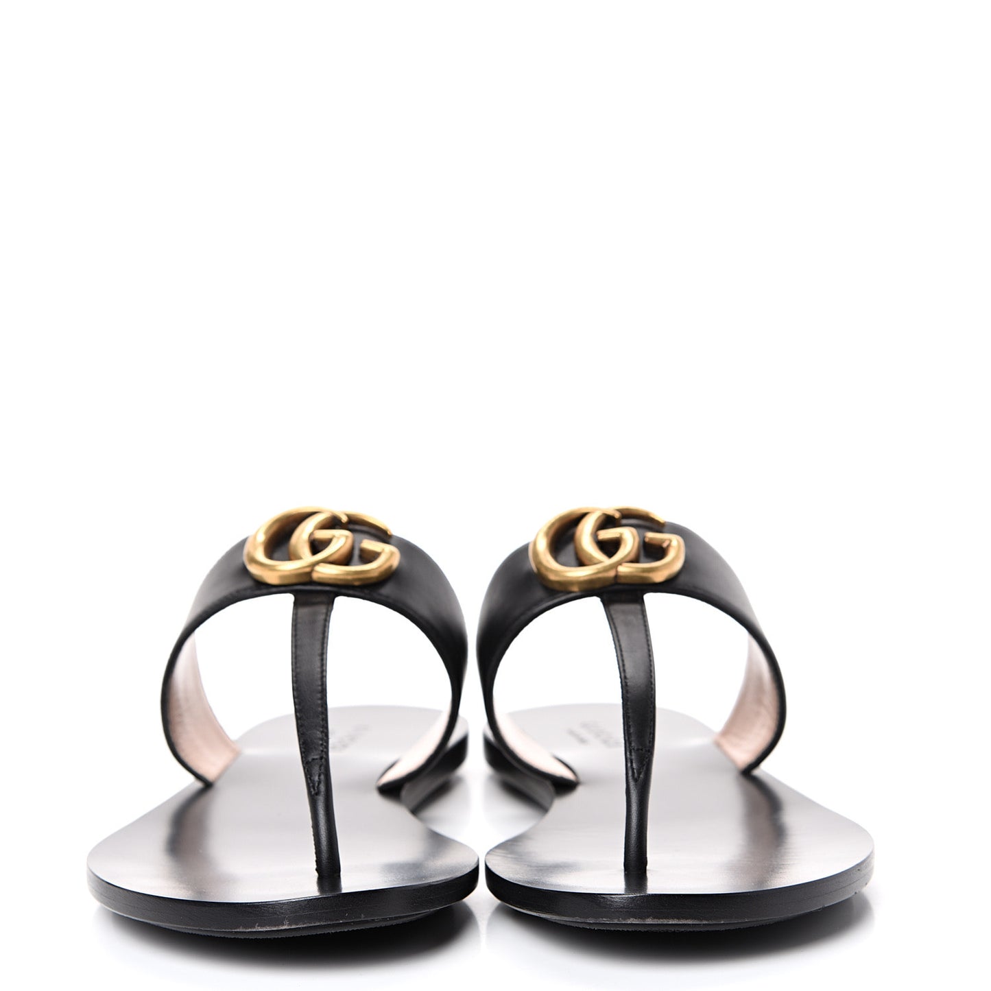 Calfskin GG Marmont Thong Sandals 36 Black