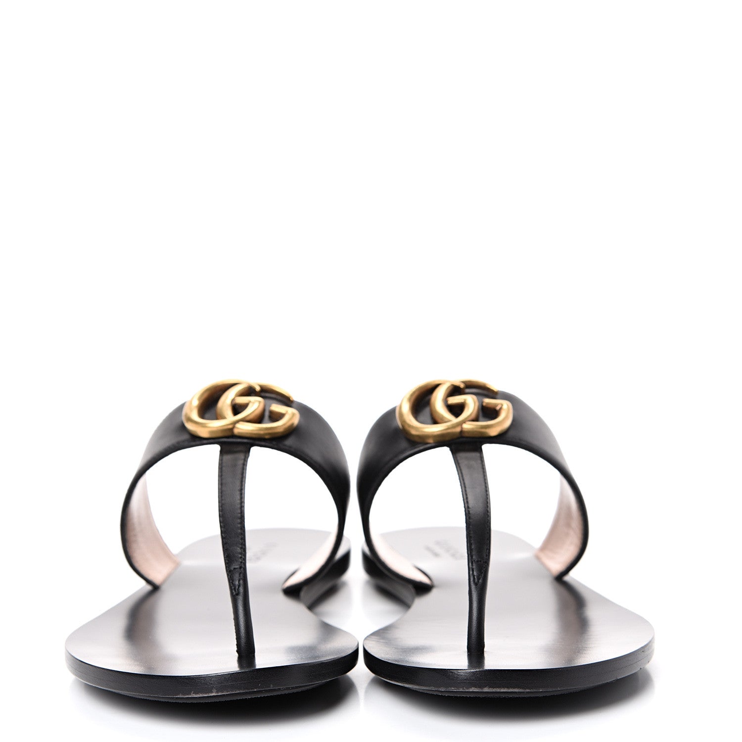 Gucci Calfskin GG Marmont Thong Sandals 36 Black 2 of 12