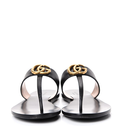 Gucci Calfskin GG Marmont Thong Sandals 36 Black 2 of 12