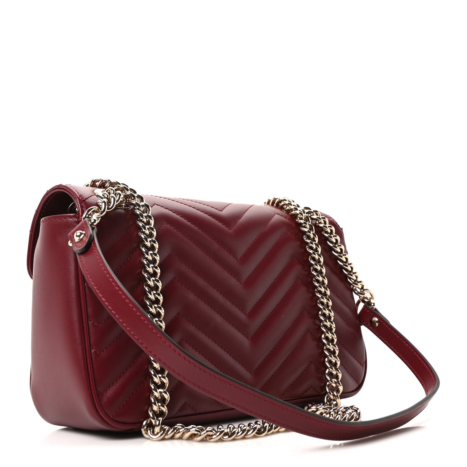 Gucci Calfskin Matelasse Small GG Marmont Shoulder Bag Rosso Ancora Red 3 of 10