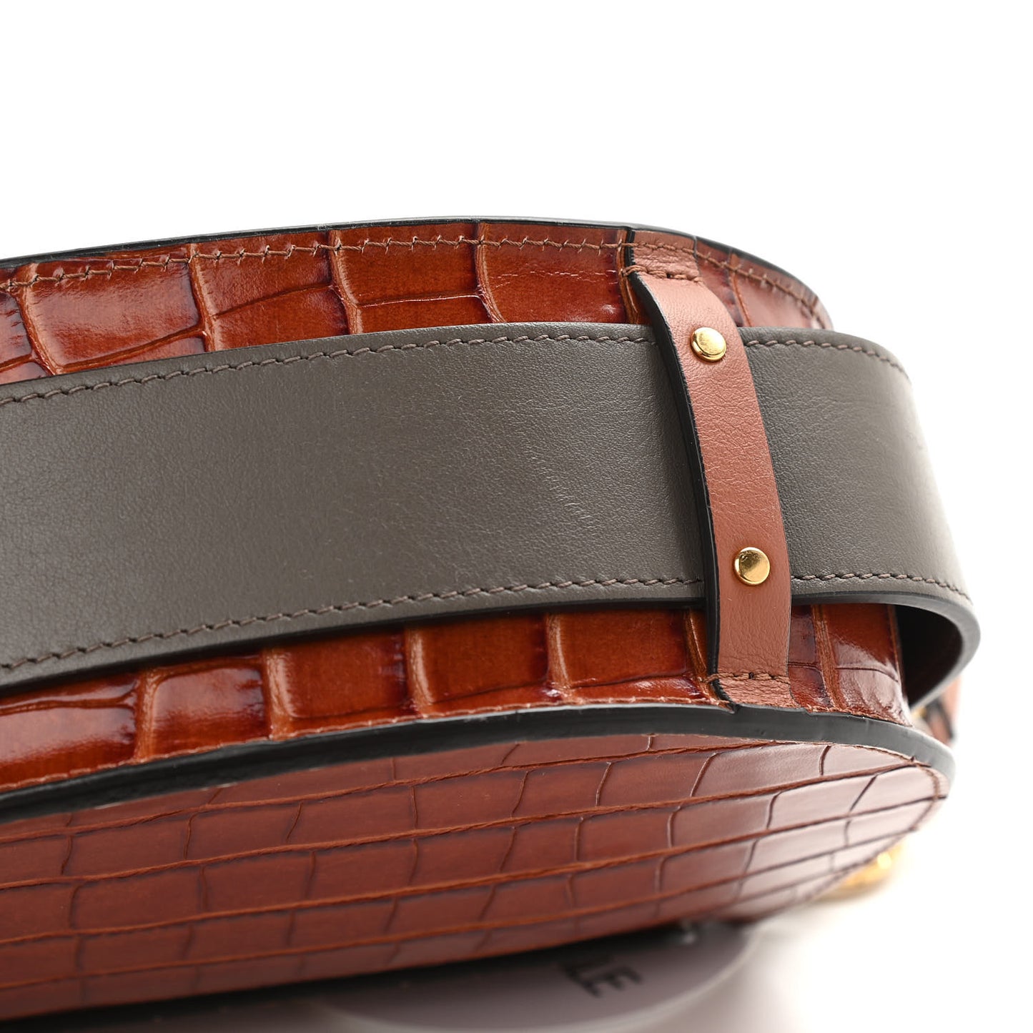 Calfskin Crocodile Embossed Small Tess Bag Chestnut