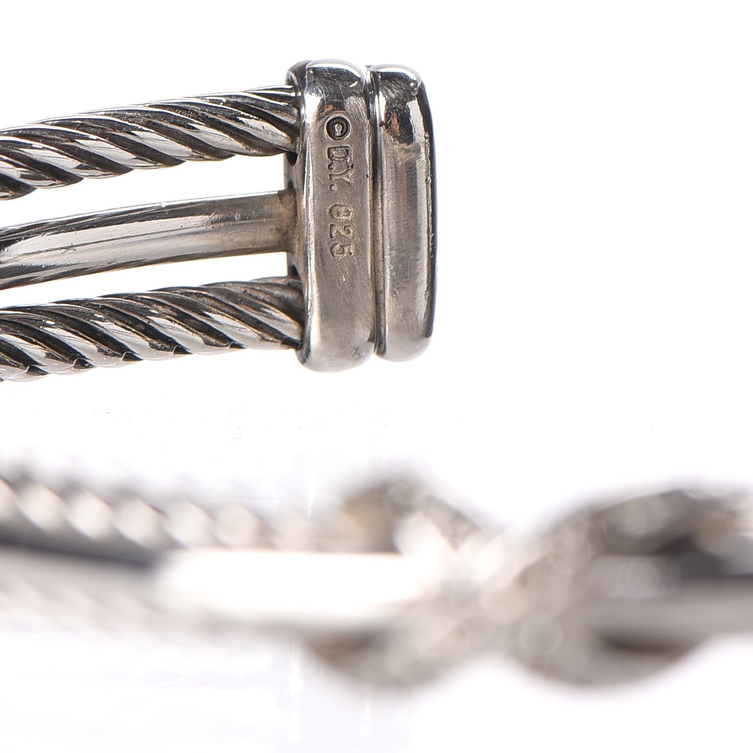 David Yurman Sterling Silver Diamond 7mm X Crossover Cuff 4 of 4