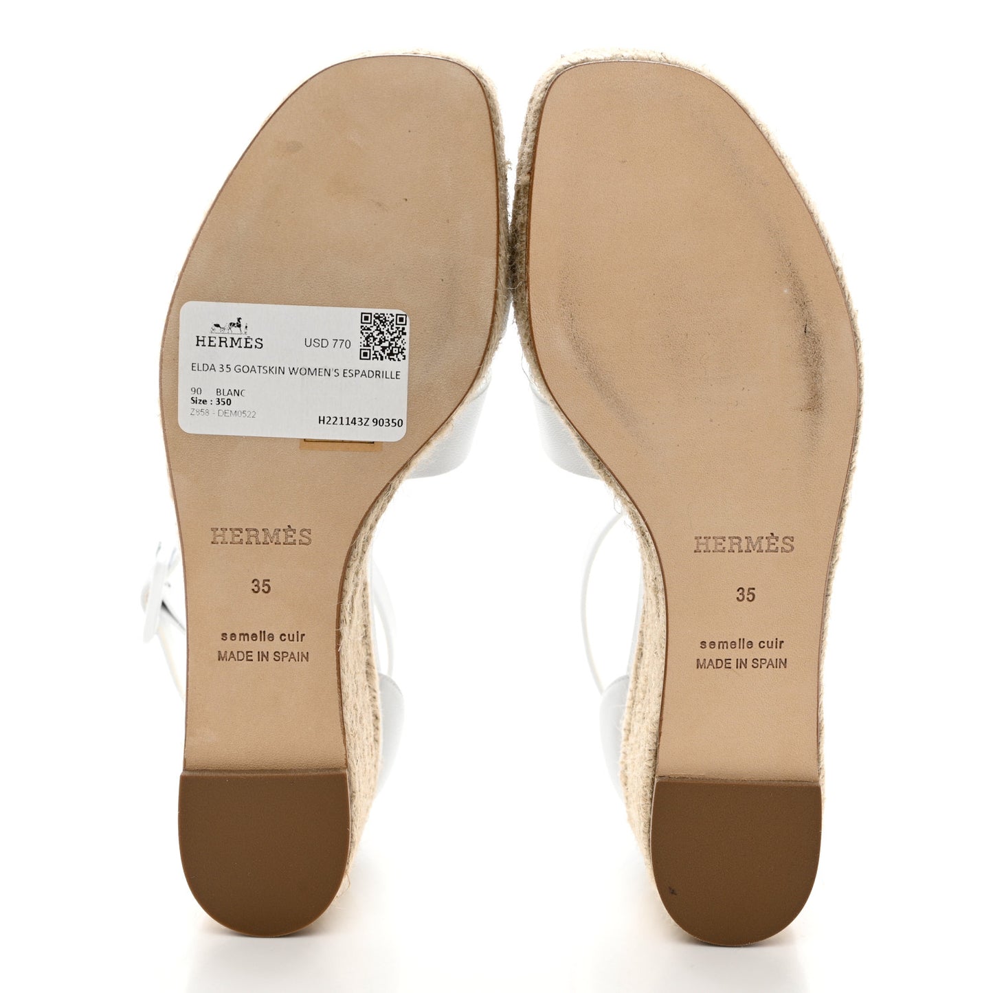 Goatskin Elda Espadrille Wedge Sandals 35 White