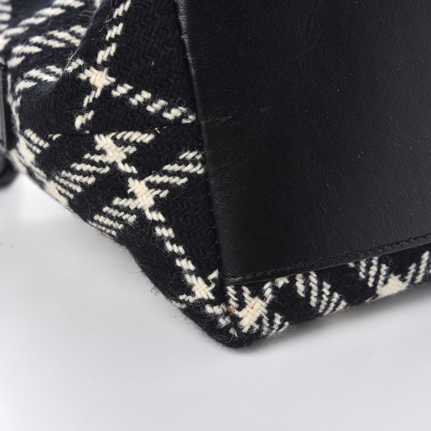 Wool Plaid Check Small Shoulder Bag Black