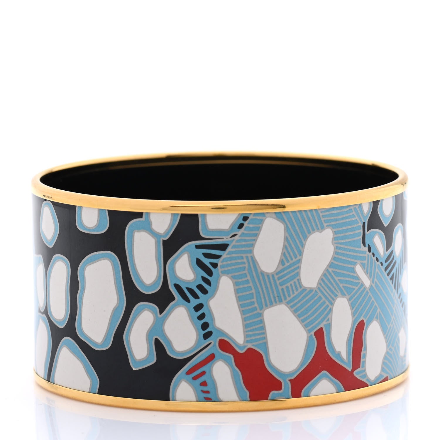 Hermes Enamel Printed Grand Fonds Extra Wide Bracelet 70 3 of 5