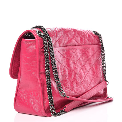 Saint Laurent Crinkled Calfskin Matelasse Monogram Medium Niki Chain Satchel Freesia 3 of 9