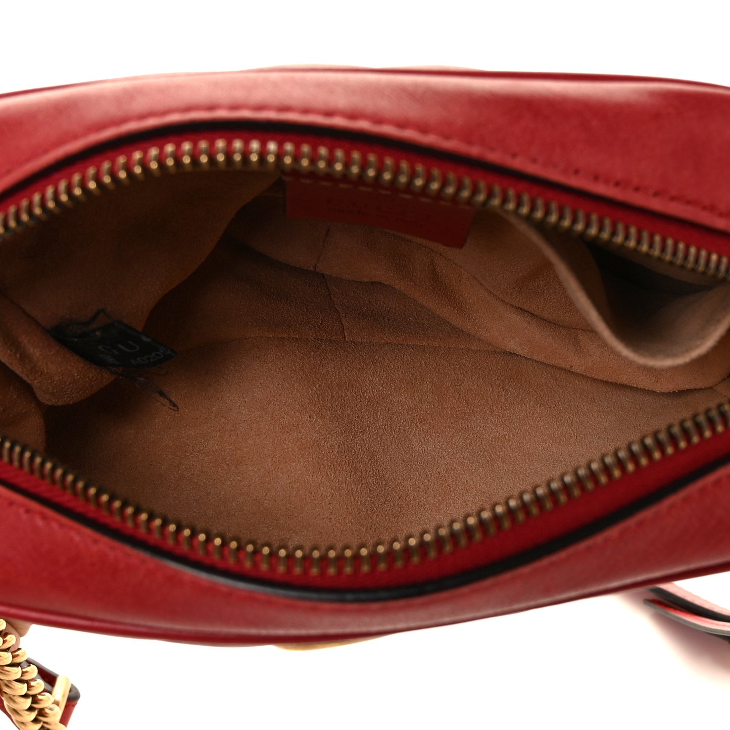 Calfskin Matelasse Mini GG Marmont Chain Shoulder Bag Hibiscus Red