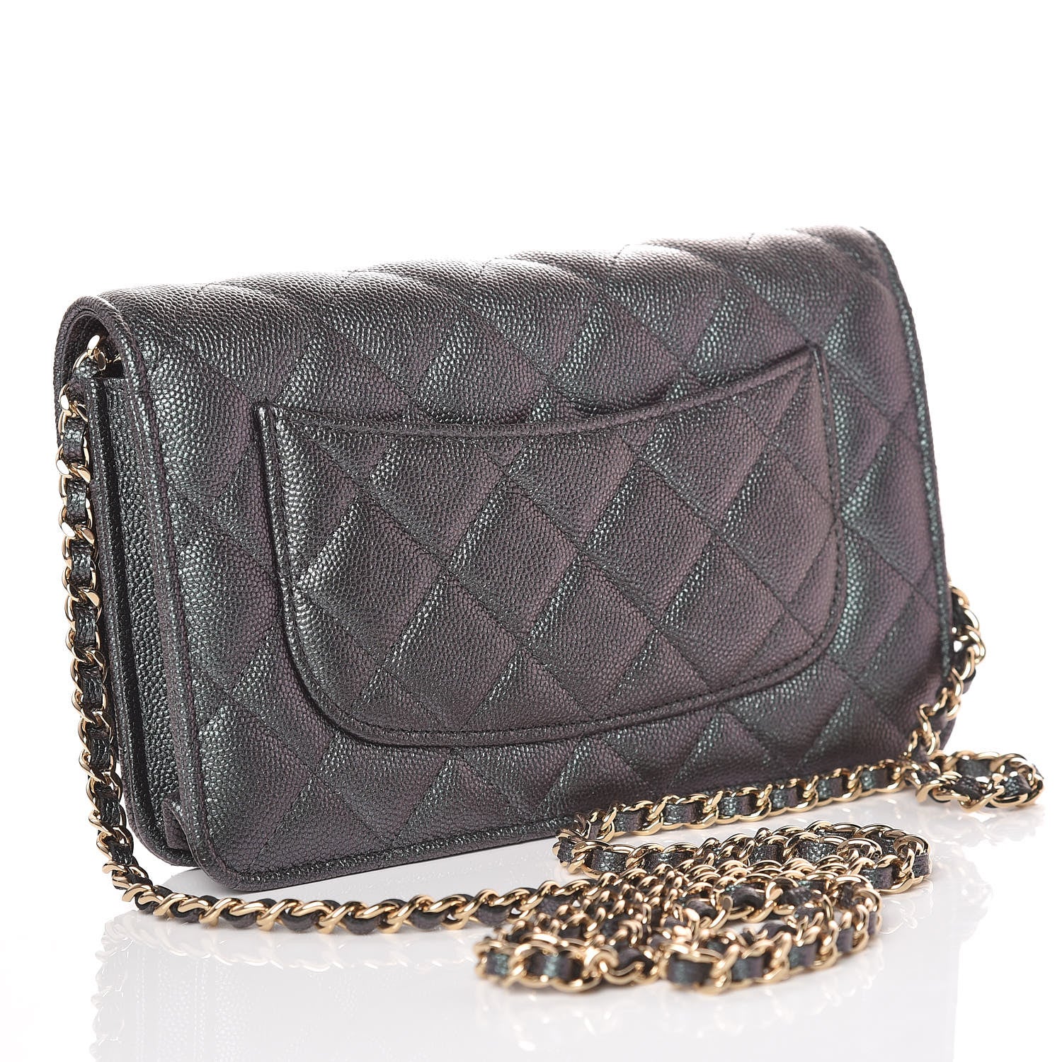 Chanel Iridescent Caviar Quilted Wallet On Chain WOC Black 3 of 11
