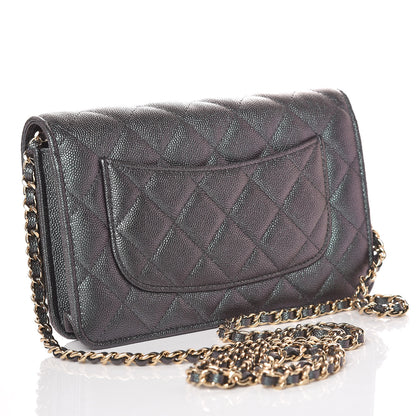 Chanel Iridescent Caviar Quilted Wallet On Chain WOC Black 3 of 11