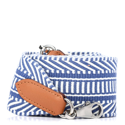 Hermes Toile Swift 50mm Sangle Cavale Shoulder Strap Ecru Bleu Brighton Gold 1 of 4