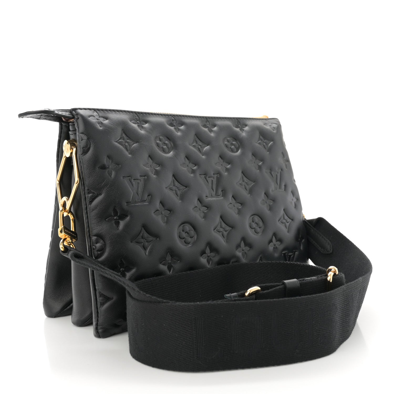 Louis Vuitton Lambskin Embossed Monogram Coussin PM Black 3 of 10