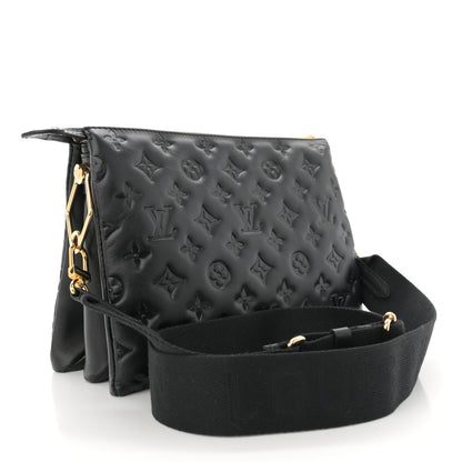 Louis Vuitton Lambskin Embossed Monogram Coussin PM Black 3 of 10