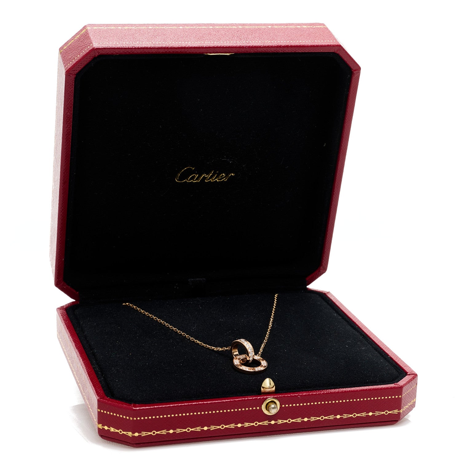Cartier 18K Pink Gold Diamond Interlocking LOVE Paved Necklace 7 of 7
