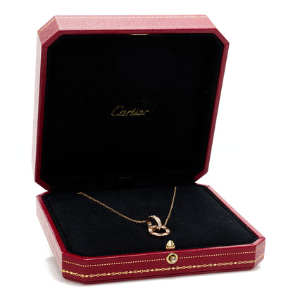 Cartier 18K Pink Gold Diamond Interlocking LOVE Paved Necklace 7 of 7