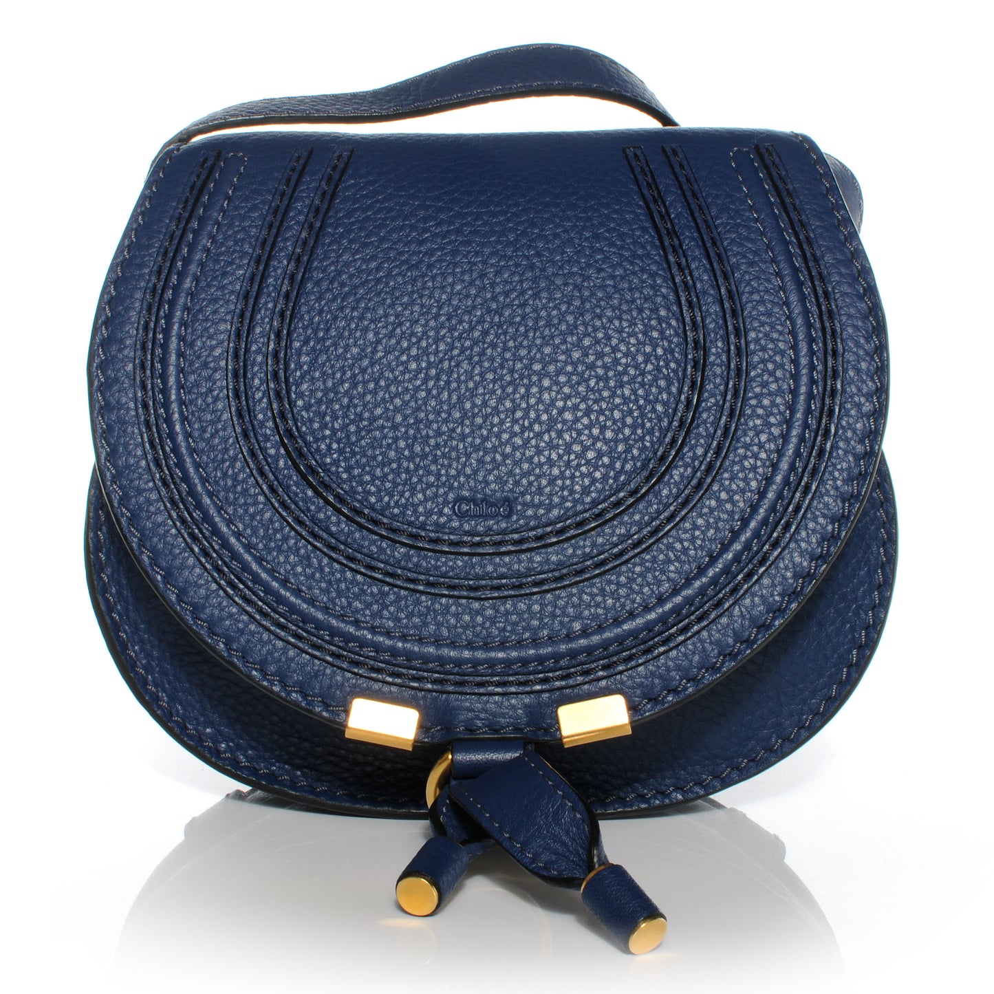 Calfskin Mini Marcie Round Crossbody Bag Royal Navy