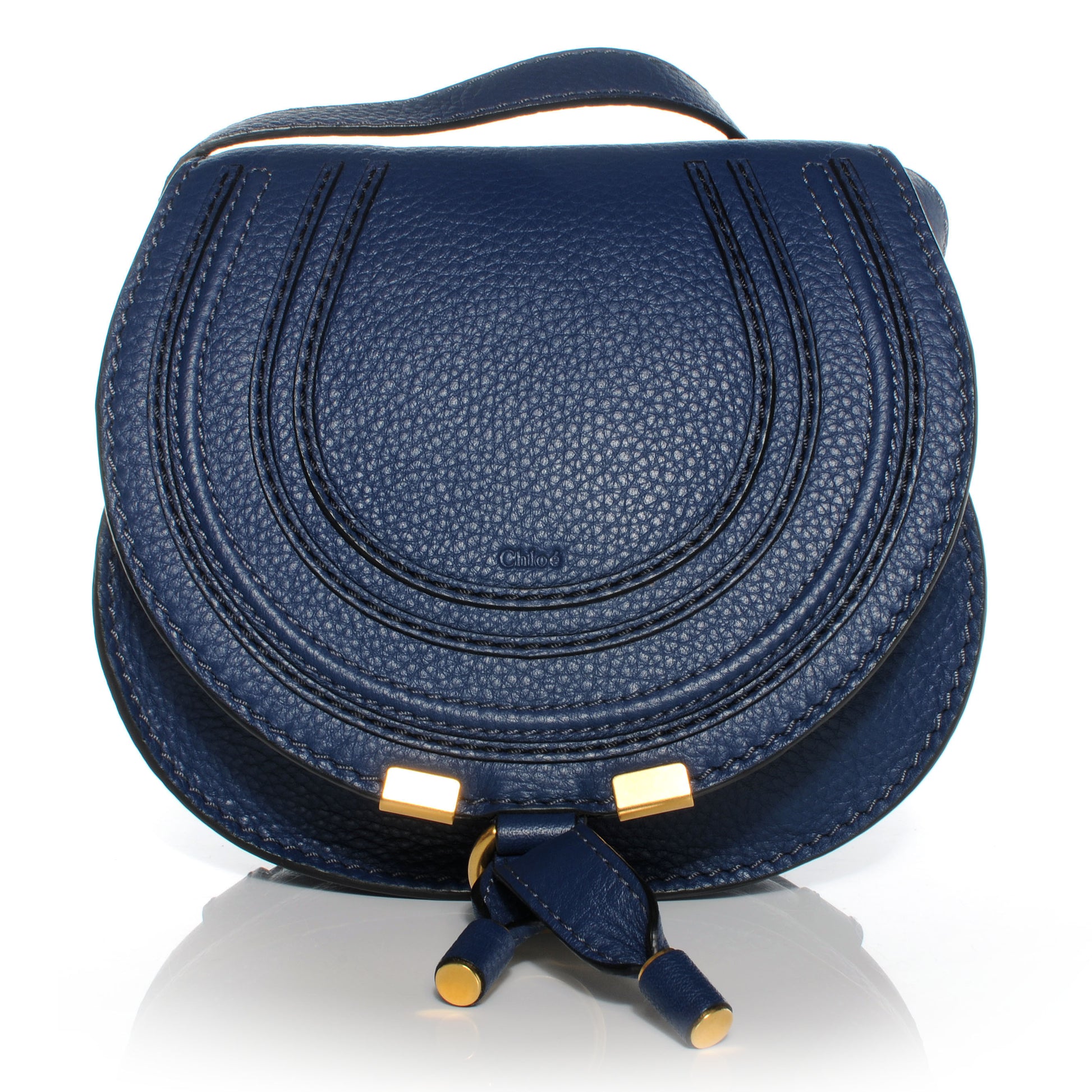 Chloe Calfskin Mini Marcie Round Crossbody Bag Royal Navy 1 of 8