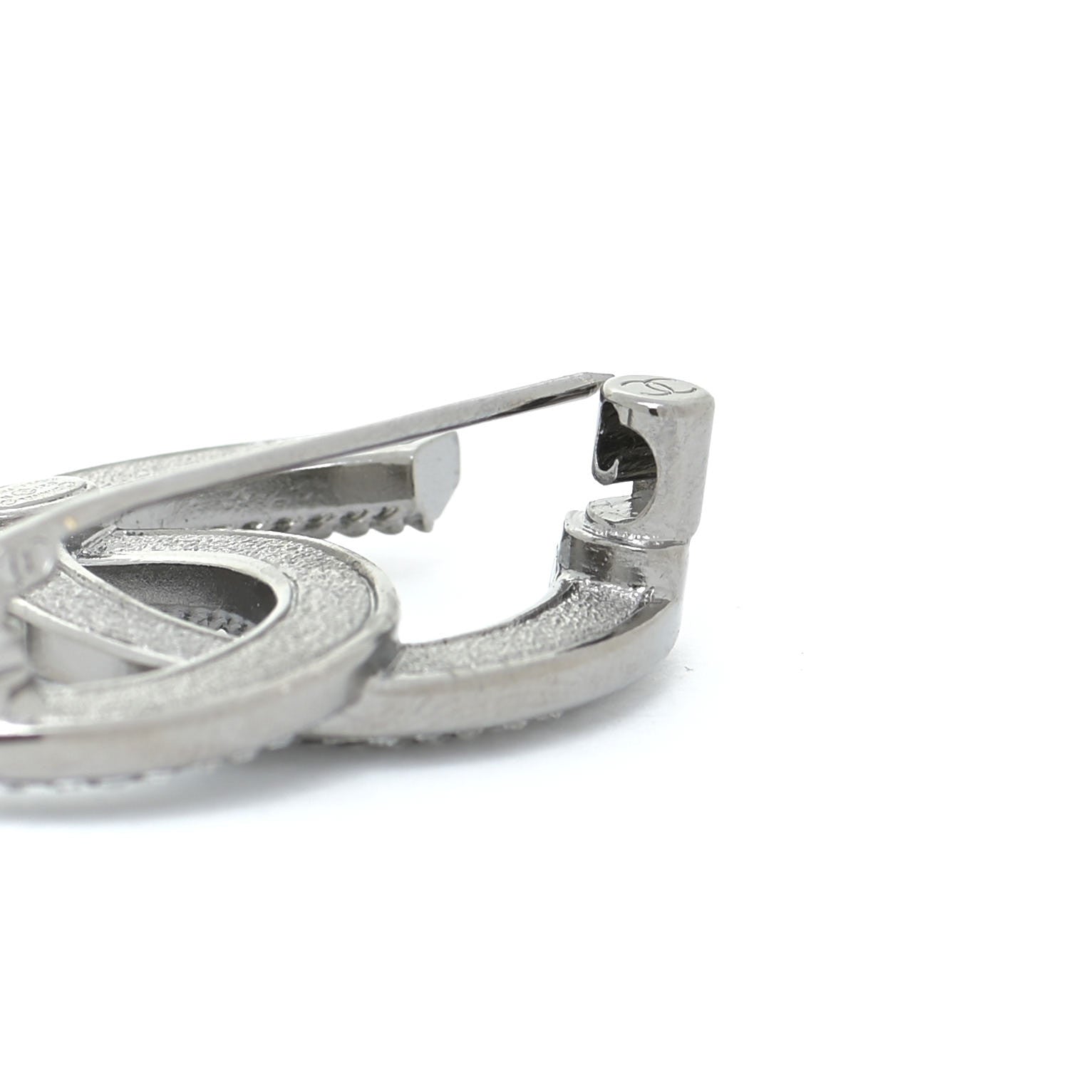 Chanel Crystal Chain CC Brooch Silver 3 of 5