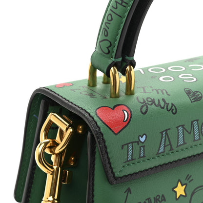 Dolce & Gabbana Calfskin Graffiti Printed Welcome Satchel Green Multicolor 14 of 14