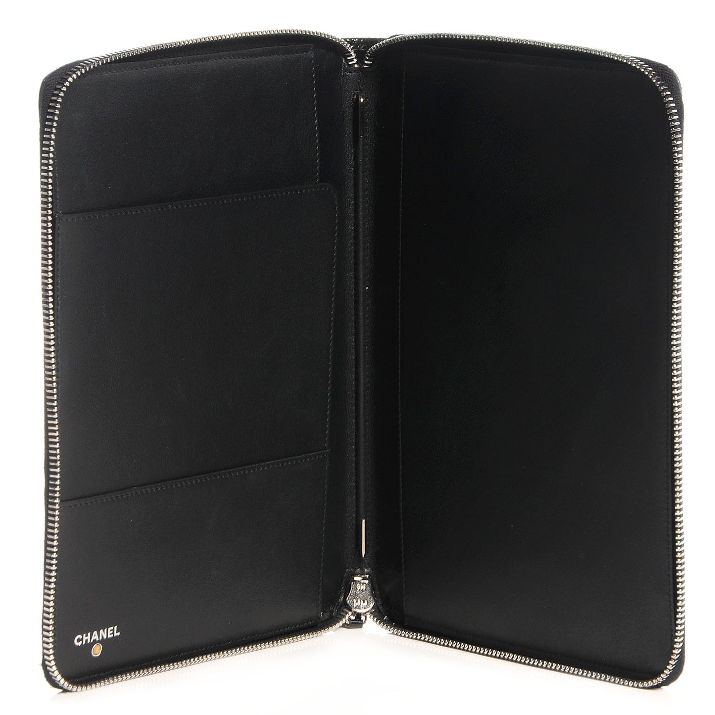 Patent Quilted Large Zip Around Agenda Black