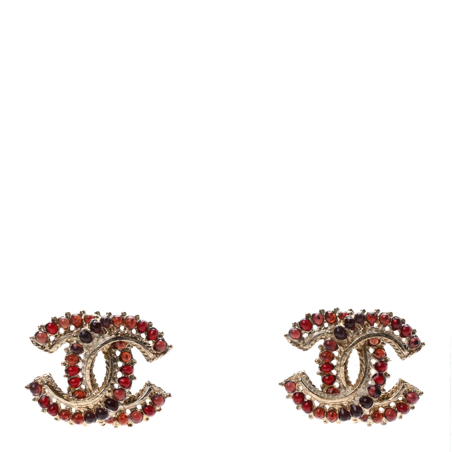 Enamel Poured Glass CC Earrings Gold