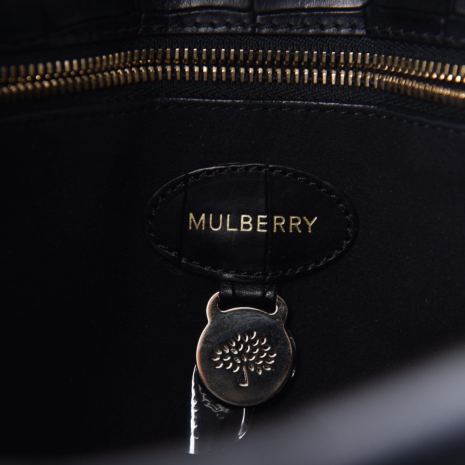 Mulberry Calfskin Crocodile Embossed Small Roxette Black 8 of 11