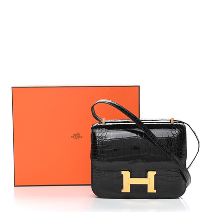 Hermes Shiny Alligator Constance 18 Black 18 of 18