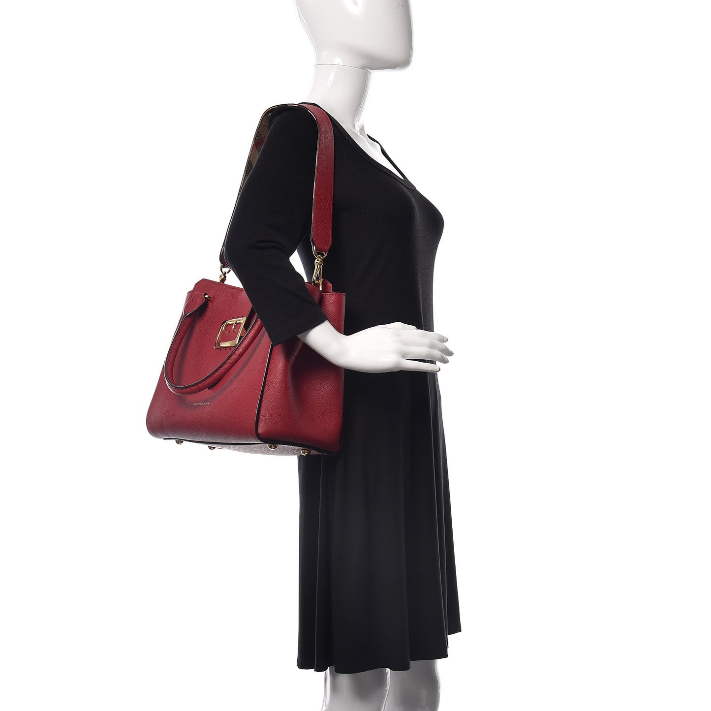 Soft Grain Medium Buckle Tote Parade Red