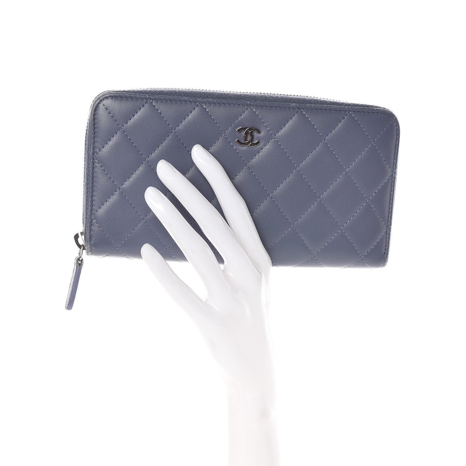 Chanel Lambskin Quilted Large Gusset Zip Around Wallet Lavender 2 of 15
