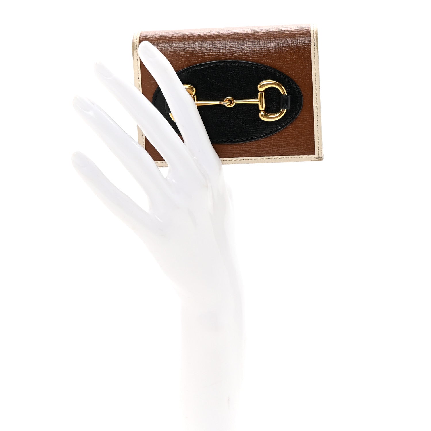 Gucci Azalea Calfskin Horsebit 1955 Card Case Wallet Black Brown Sugar Mystic White 2 of 7